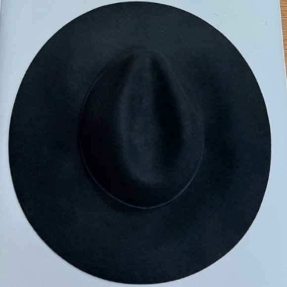 💋UBER GORGE!💋 Y2K BEBE 100% Wool Felt Wide Brimmed Fedora Hat in Black - Picture 6 of 10